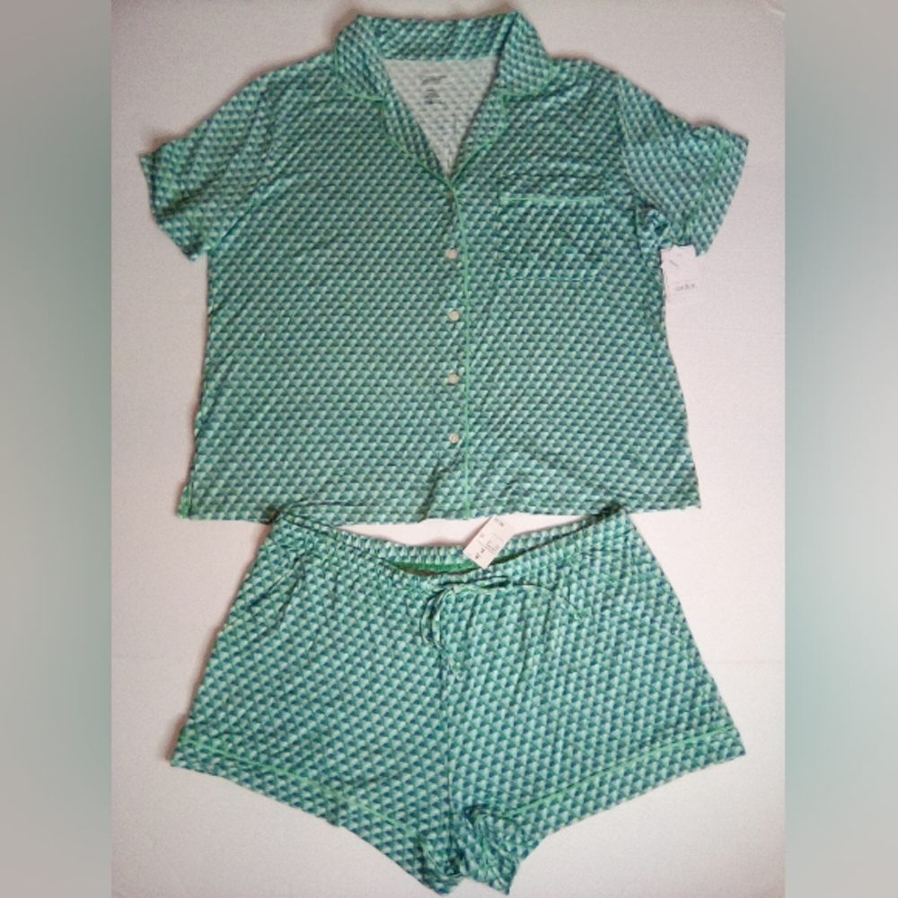 Auden Green Patterned Short-Sleeve Pajama Set